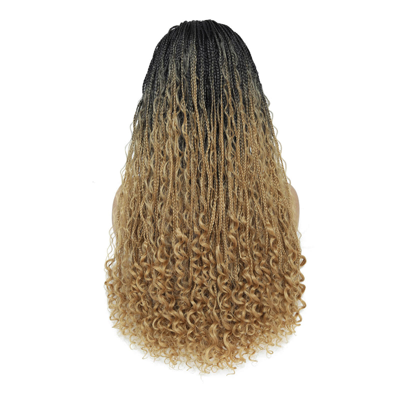 Headband Braided Wigs With Free Tress Box Braided Wigs for Black Women #27 Long Micro Braids Wig Ombre Blond Color