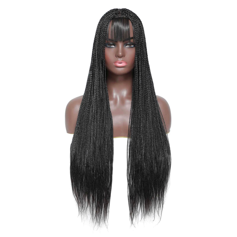 Black Box Braided Wigs for  Black Women With Bang