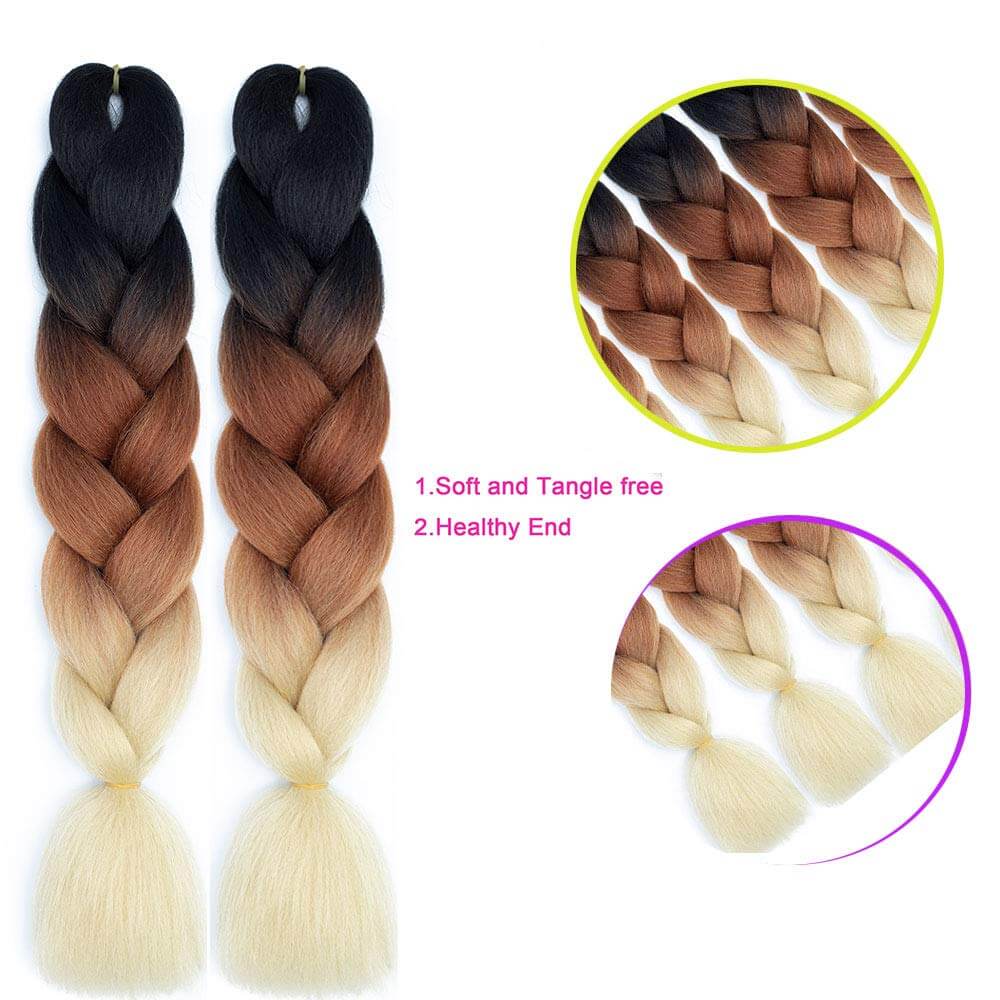 Black to Light Brown To Blonde Synthetic Braiding Hair Detail Show