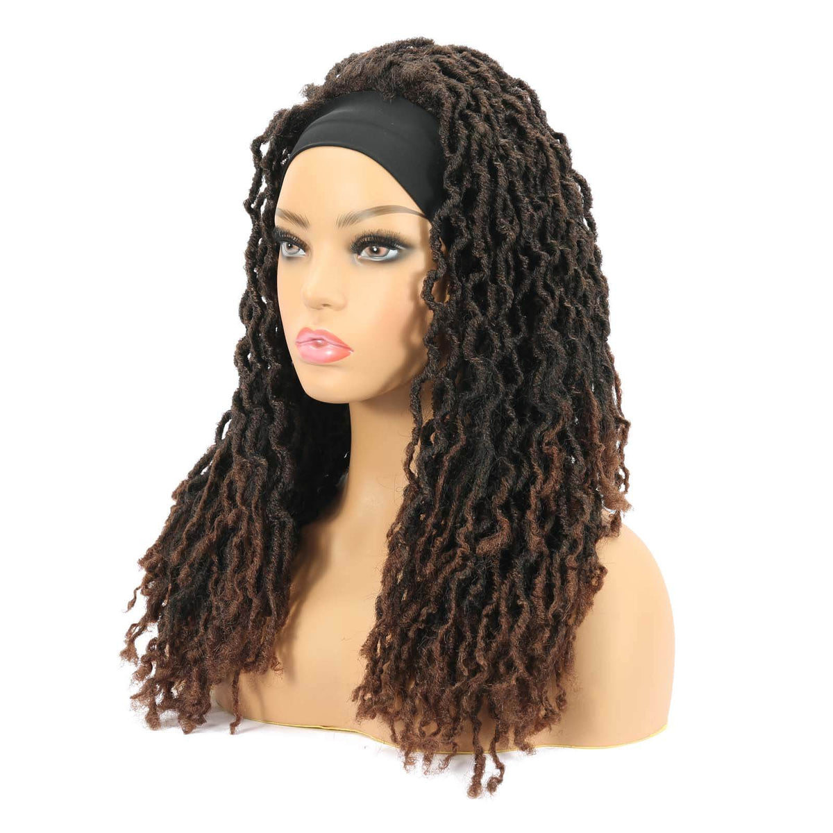 Nu Locs Headband Wigs for Black Women Red Brown Color Braided Wigs Side Show