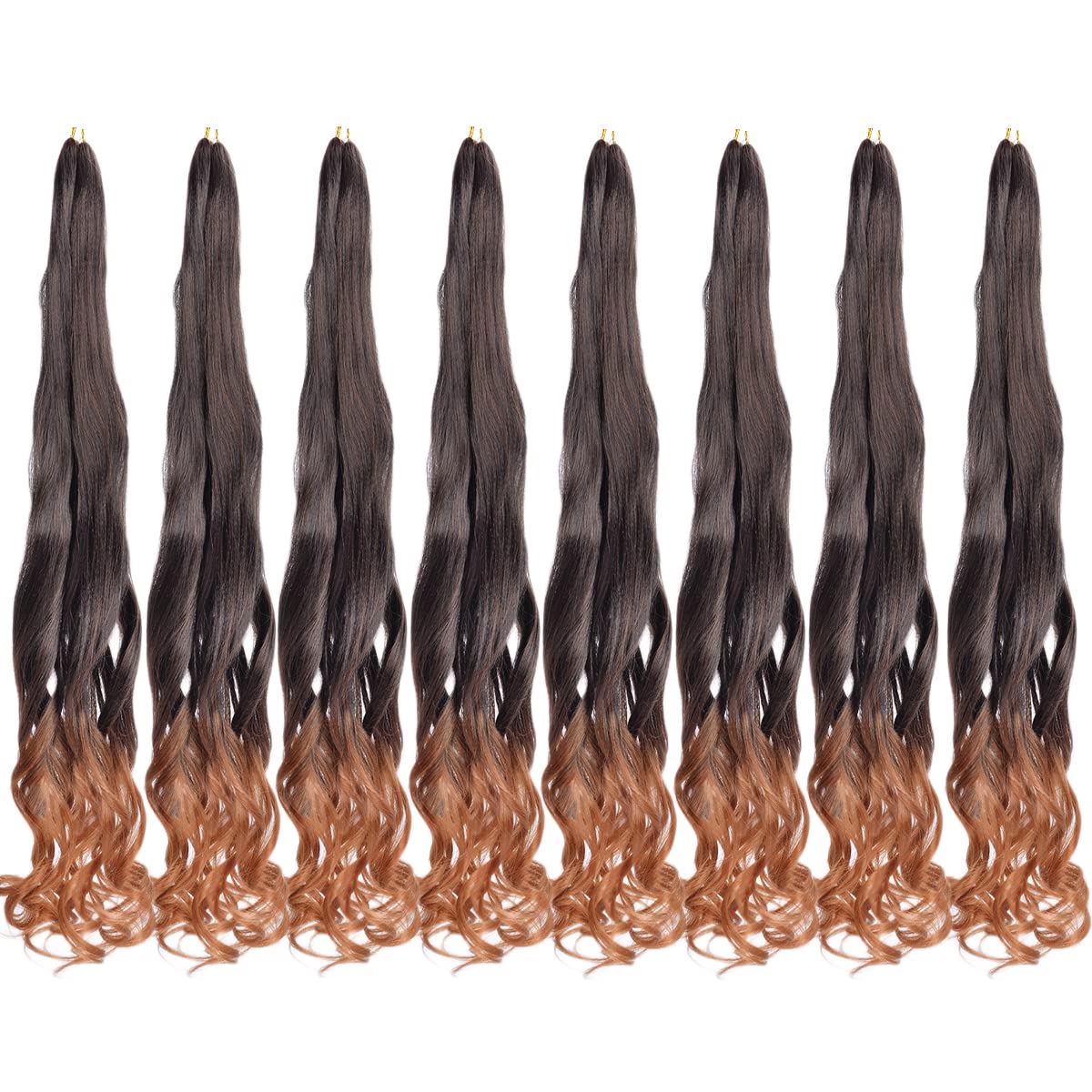 French Curls Braiding Hair Pre-stretched Braids Hair #T30 Color Brown Hair Extensions E Z Braiding Hair