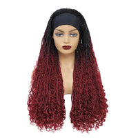 Headband Braided Wigs With Free Tress Box Braided Wigs for Black Women 99j Long Micro Braids Wig Ombre Burgundy Color