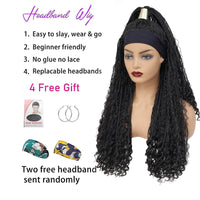 Headband Braided Wigs With Free Tress Box Braided Wigs for Black Women Long Micro Braids Wig Black  Color