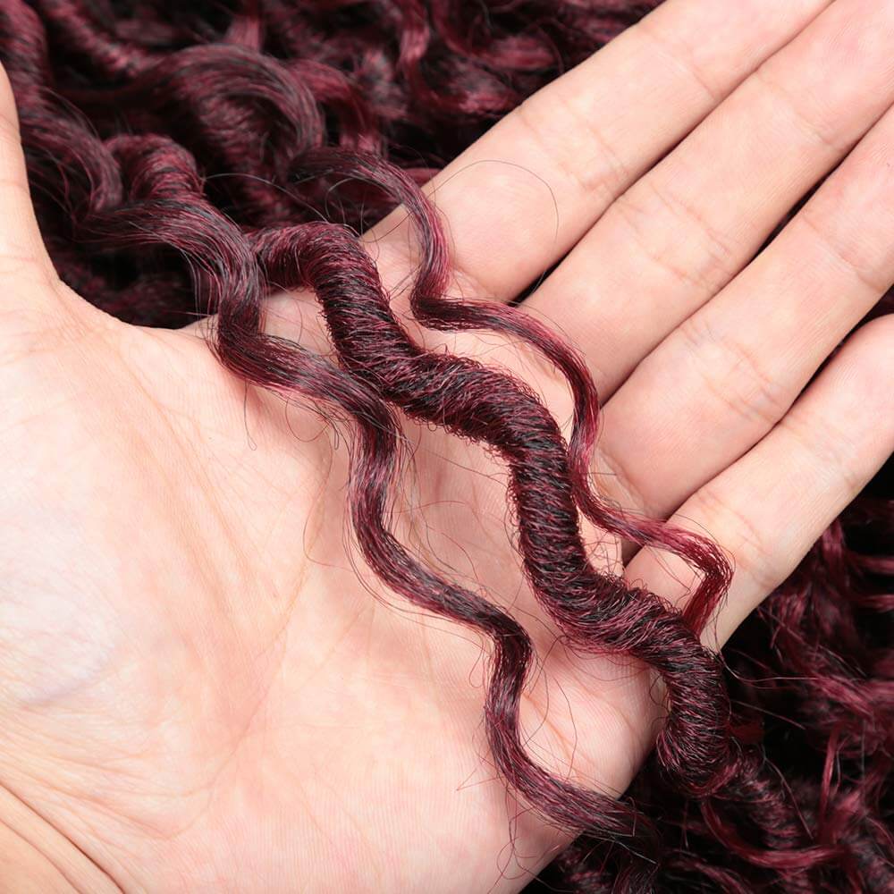 14 inch Goddess Locs Crochet Hair Braids #T530 Burgandy Detail