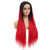 Box Braided Headband Wigs for Black Women Red Wig Side Show