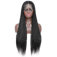 Box Braided Lace Front Wigs for Black Women Black Color Wig Front Show Up