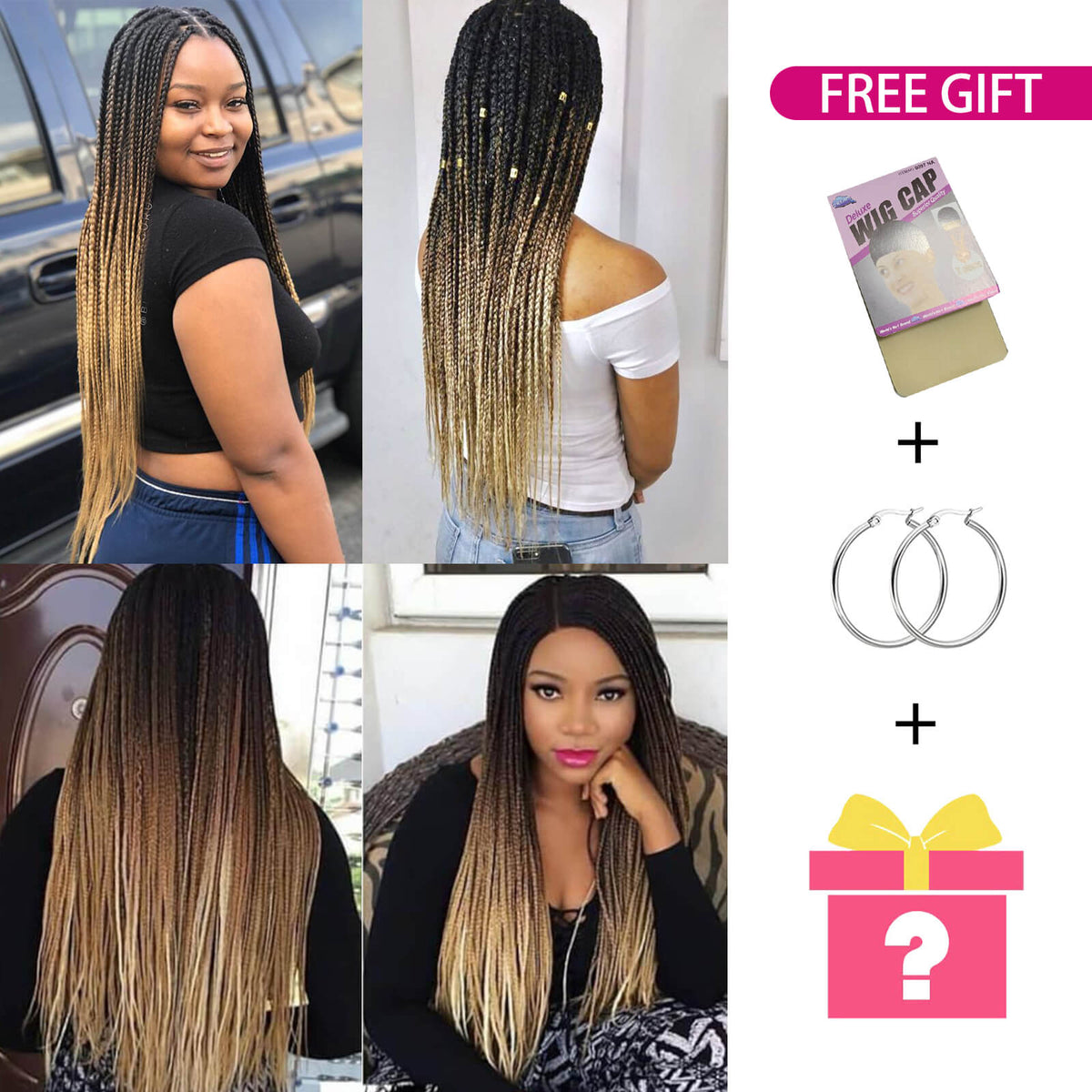 Box Braided Lace Front Wigs for Black Women Customer Show Shop Now Get Free Gifts!
