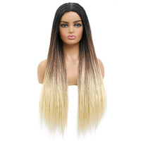 Box Braided Wigs for Black Women 3 Tone Black to Brown to Blonde Wigs