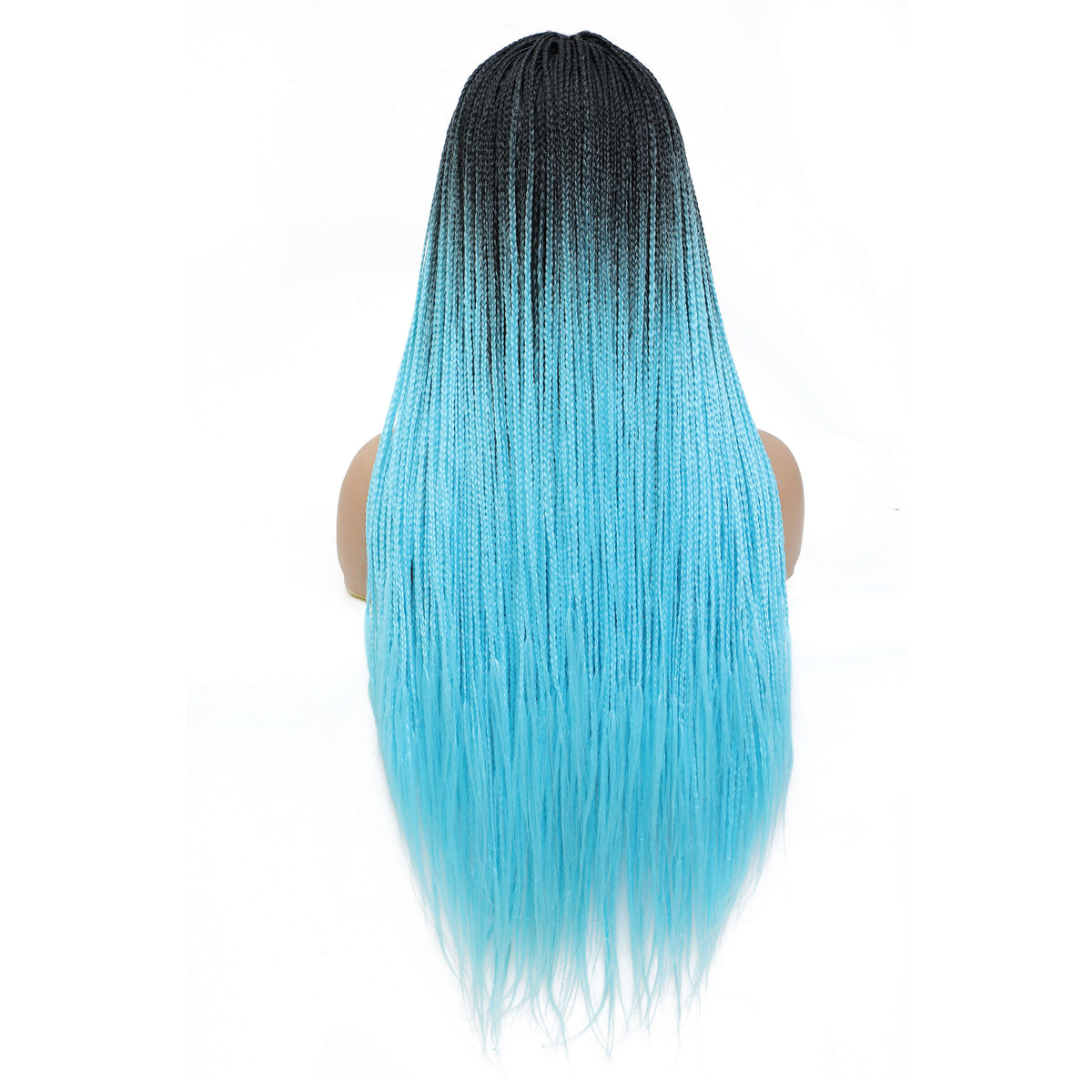 Box Braided Wigs for Black Women Ombre Blue Wig Right Back