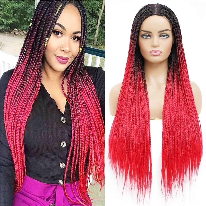Box Braided Wigs for Black Women Red Wig Red