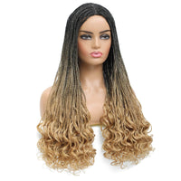 Box Braided Wig with Goddess Curly Ends Ombre Blonde #27 Color Product Show