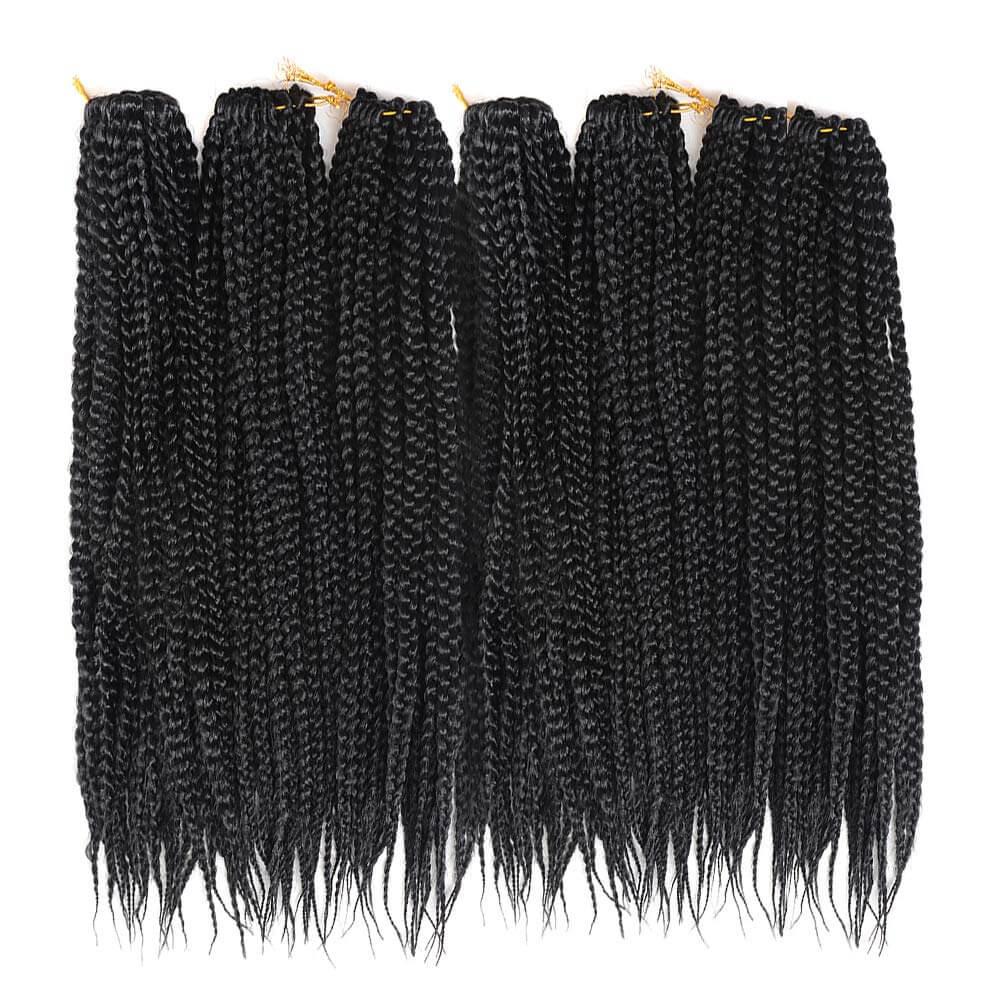 18 Inch Box Braids Crochet Braids 3X Box Braid Crochet Hair Extension 1B Black