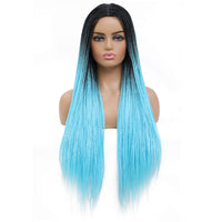 Box Braided Wigs for Black Women Ombre Blue Wig