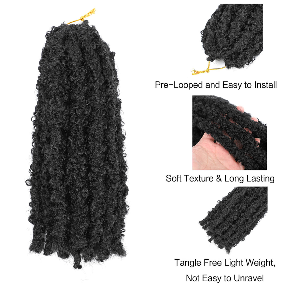 Butterfly Locs Crochet Black Braids From Top to Ends Detail Show