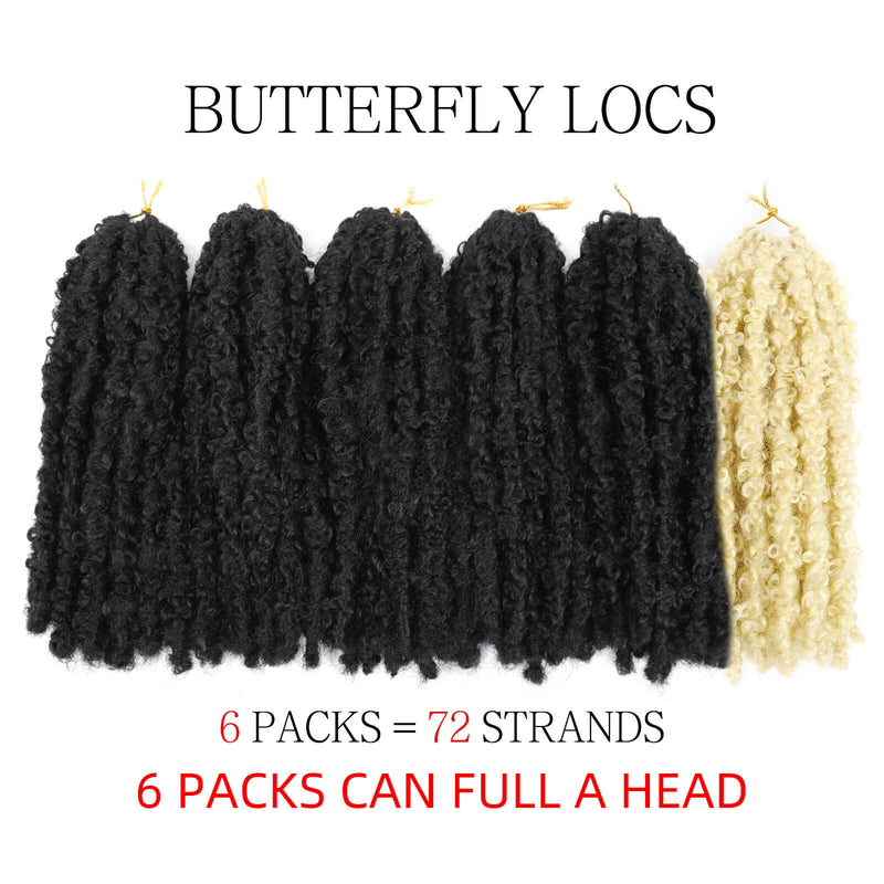 Butterfly Locs Crochet Braids 12 inch Highlight Bob Black with Blonde Crochet Hiar 5 Packs Black With 1 Pack 613 Blonde
