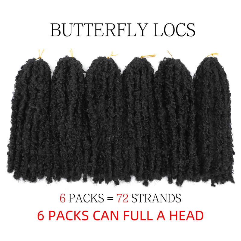 Butterfly Locs Crochet Braids Black Clolor 12 inch Short Bob Hiar Extension for Black Women 6 Packs