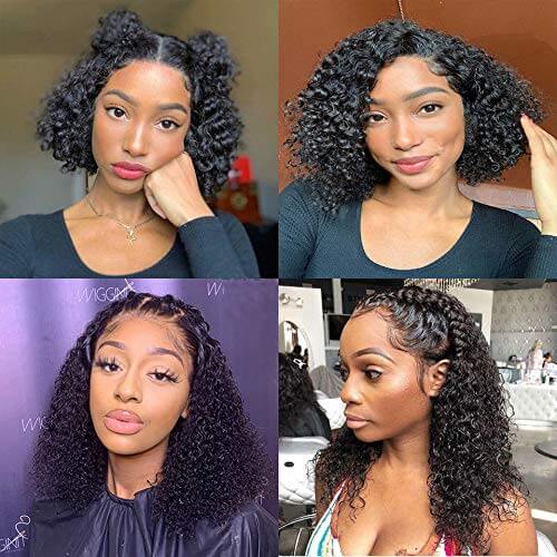 Curly Bob Lace Front Wigs Human Hair Customer Show