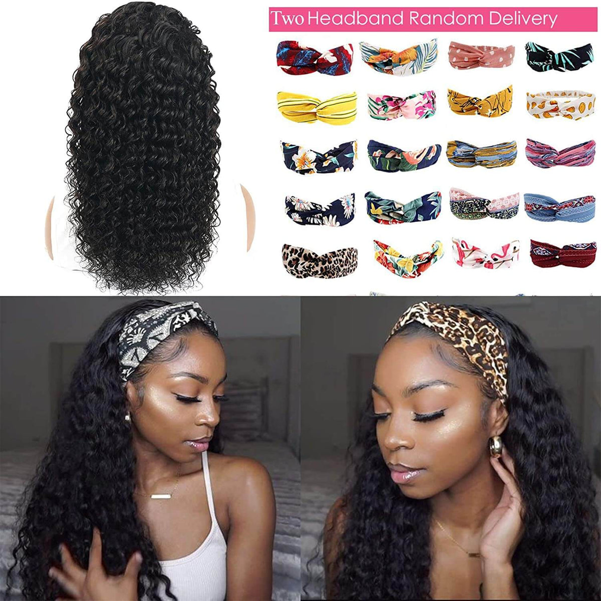 Deep Wave Headbang Wigs for African American Women Human Hair Wig Customer Show