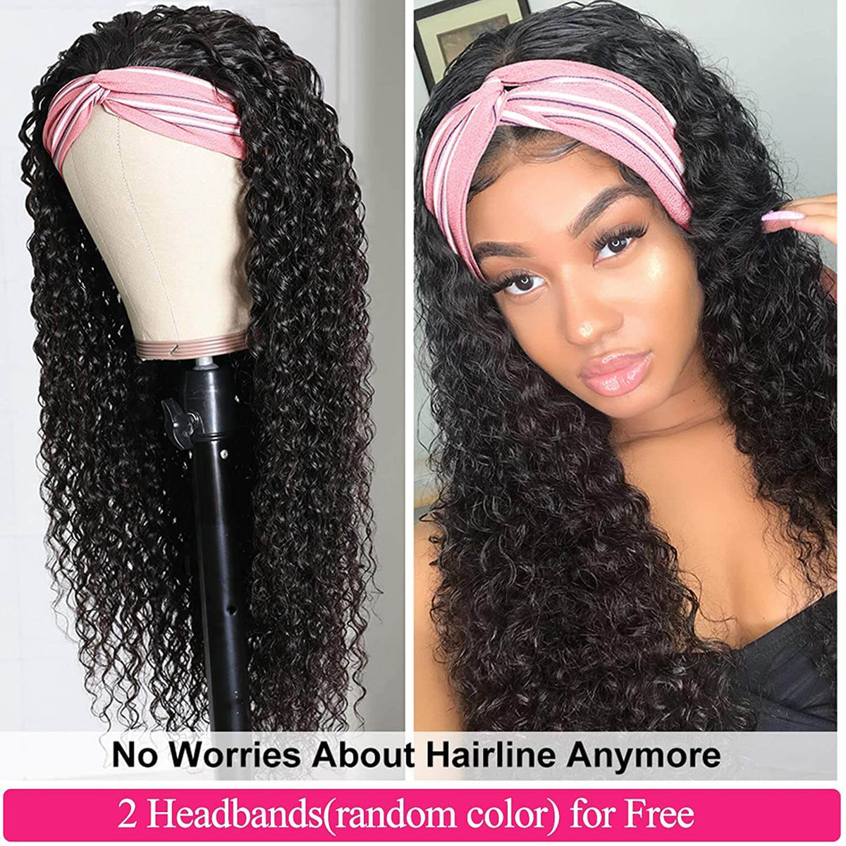 Deep Wave Headbang Wigs for African American Women Human Hair Wig Product Show