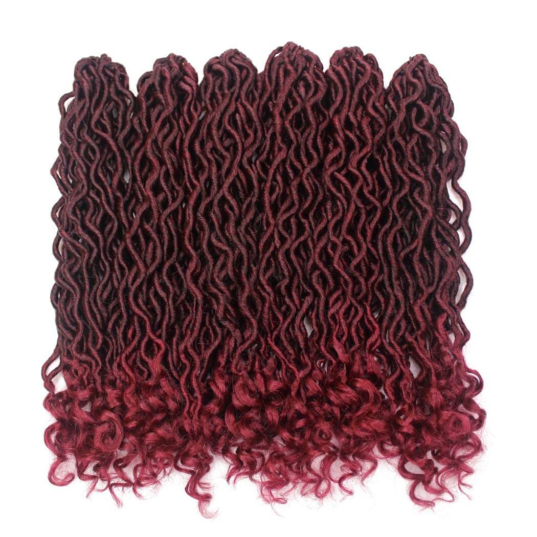 Goddess Faux Locs Crochet Hair Braids Burgandy Red