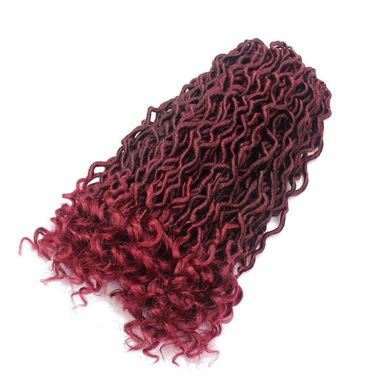 Goddess Faux Locs Crochet Hair Braids Burgandy Red Whole Look