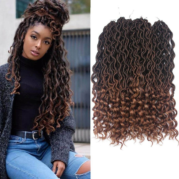 Goddess Faux Locs Crochet Hair Braids #30 Brown Deep Wave Curly Ends L –  ROSEBONY