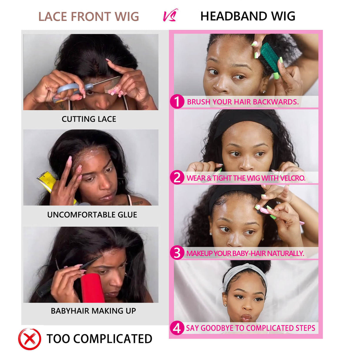 Headband Wig VS Regular Lace Front Wigs No Complicated Steps Needed