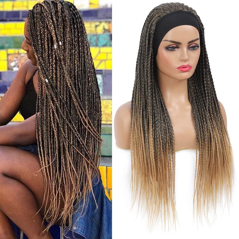 Headband Wigs Box Braided Wigs For Black Women Color Blonde