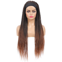 Headband Wigs Box Braided Wigs For Black Women Color Brown Front Show