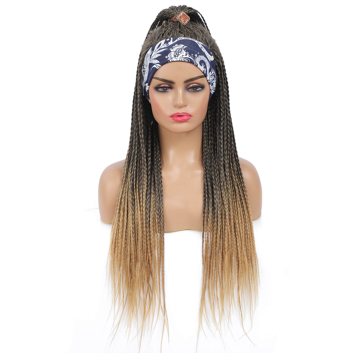 Headband Wigs Box Braided Wigs For Black Women Ponytail Style Color Blonde