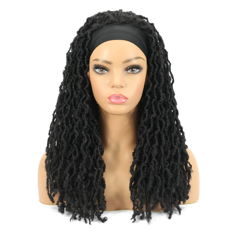 Nu Locs Headband Wigs for Black Women Black Color Braided Wigs Front Show