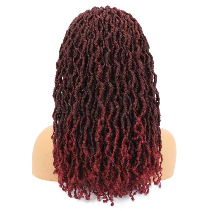Nu Locs Headband Wigs for Black Women Burgundy Red Color Braided Wigs Back Show