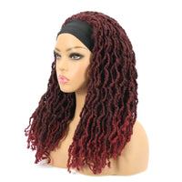 Nu Locs Headband Wigs for Black Women Burgundy Red Color Braided Wigs Side Show