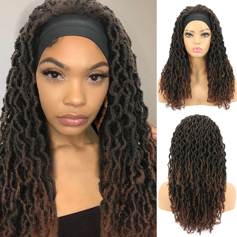 Nu Locs Headband Wigs for Black Women Red Brown Color Braided Wigs
