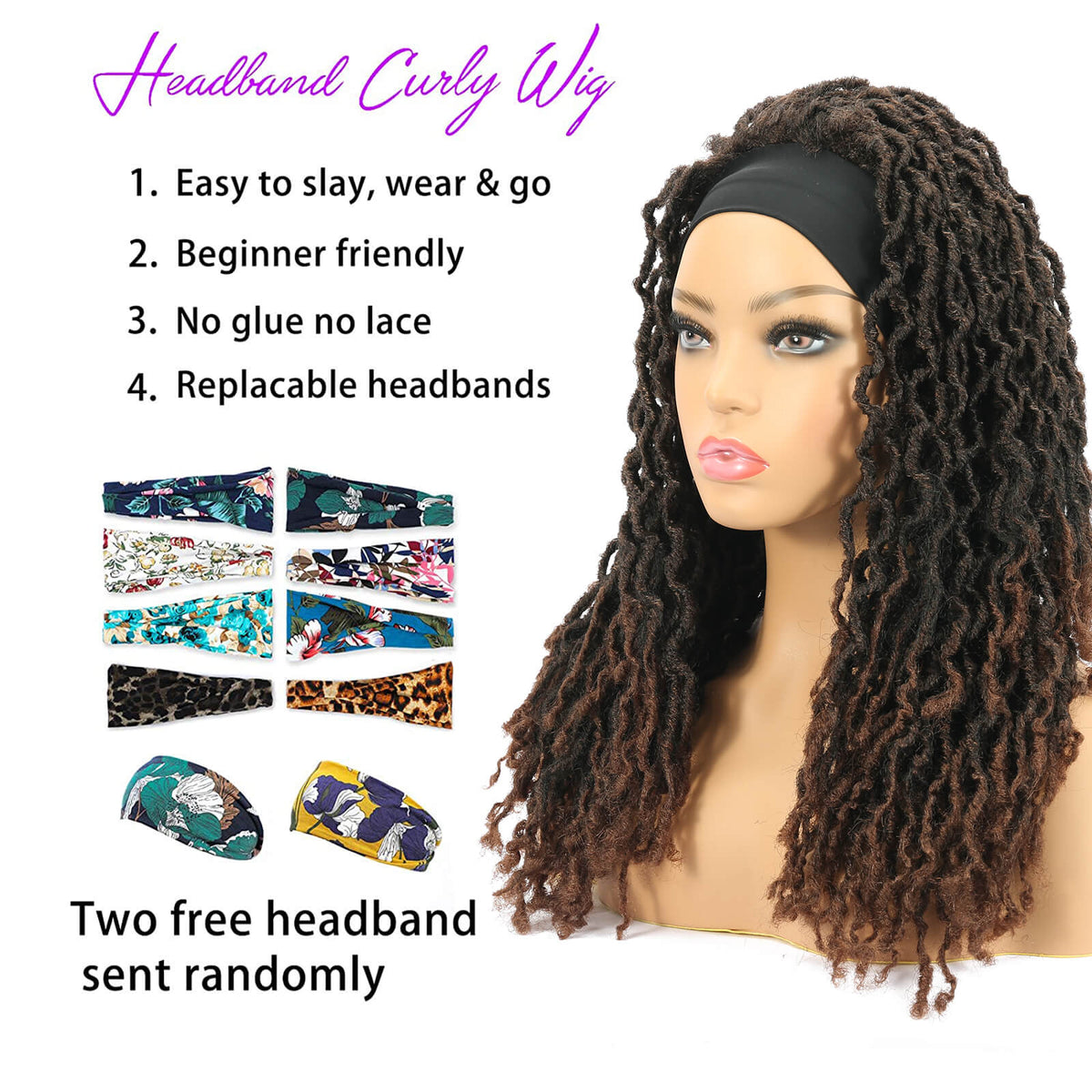 Nu Locs Headband Wigs for Black Women Red Brown Color Braided Wigs Features