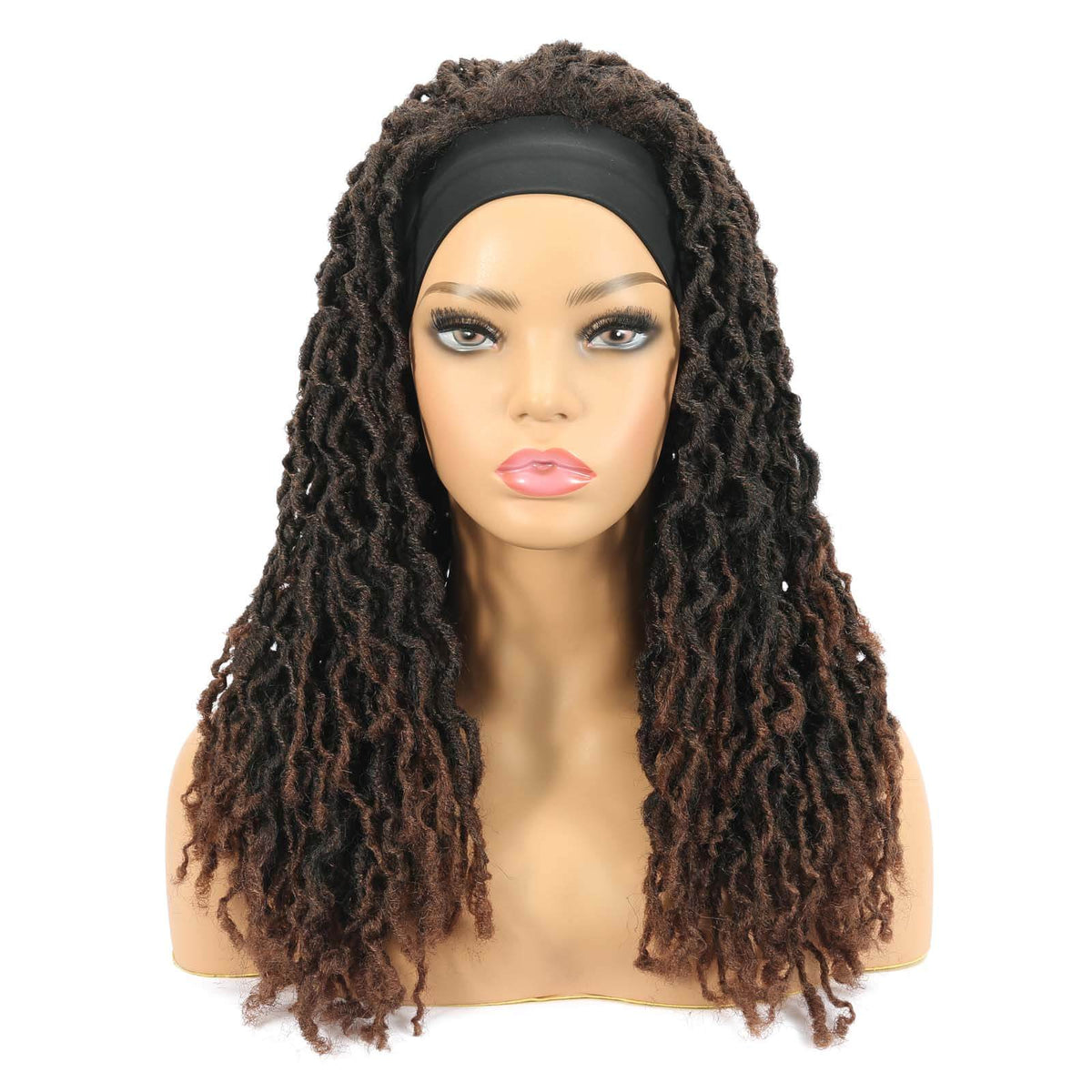 Nu Locs Headband Wigs for Black Women Red Brown Color Braided Wigs Front Show