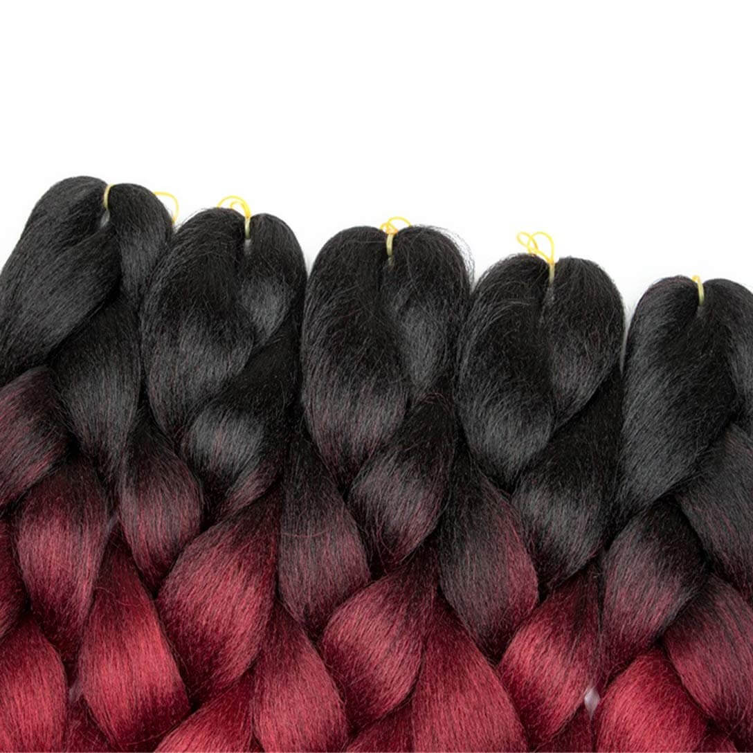 Ombre Braiding Hair Synthetic Jumbo Braids Hair Extensions 3 Tone Color Black/Burgundy/Red