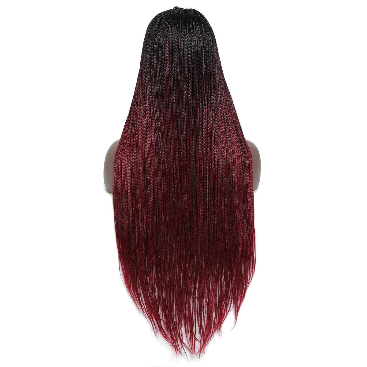 Headband Wigs Box Braided Wigs for Black Women Ombre Burgundy Red Color –  ROSEBONY