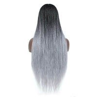 Ombre Silver Box Braided Wigs for  Black Women Long Wig