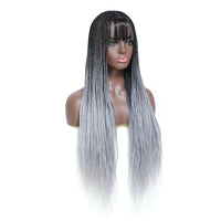Ombre Silver Box Braided Wigs for  Black Women With Long Baby Hair