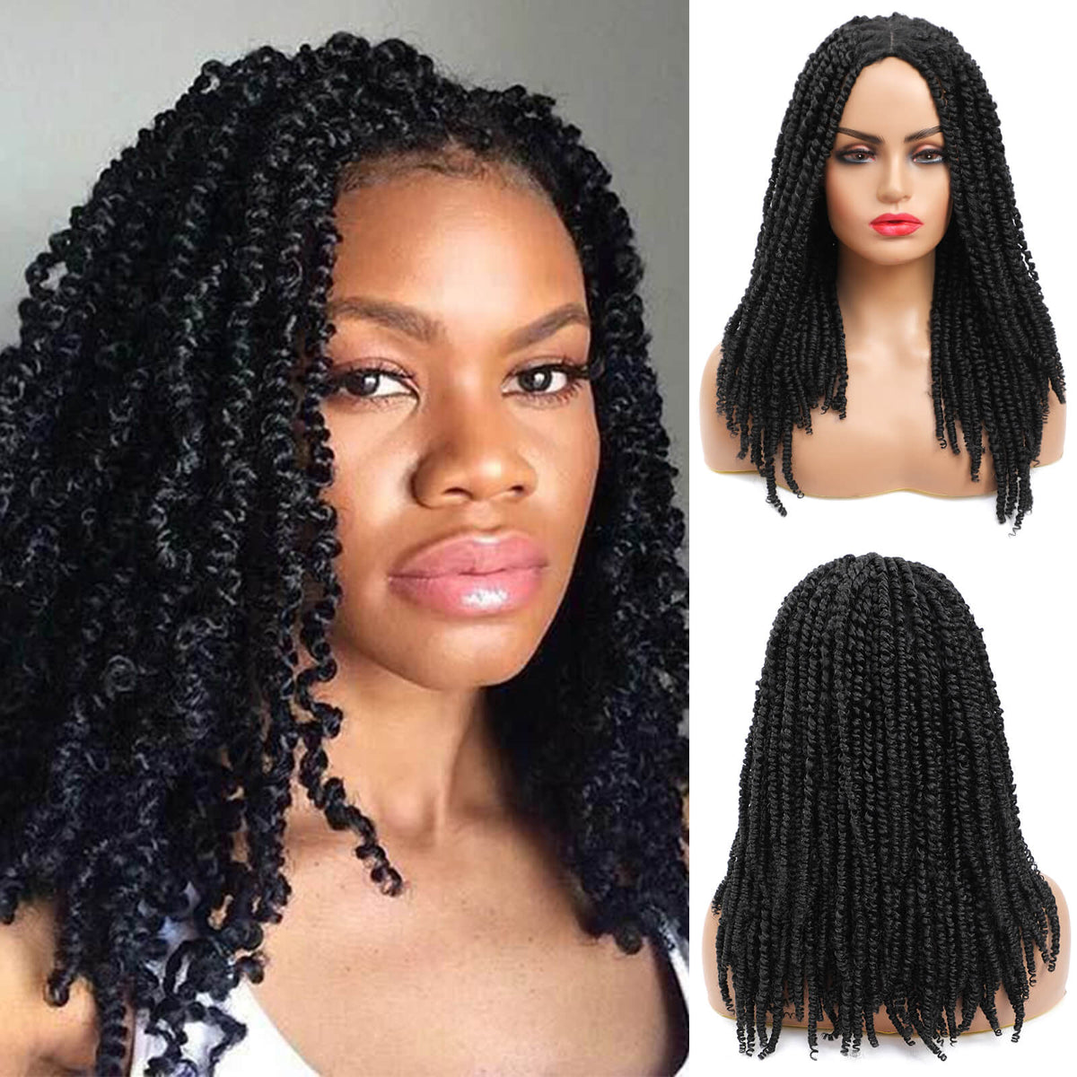 Passion Twist Braided Wigs For Black Women Black Wig