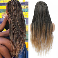 Rosebony Box Braided Wigs for Black Women 24 Inch 1b 27 Brown