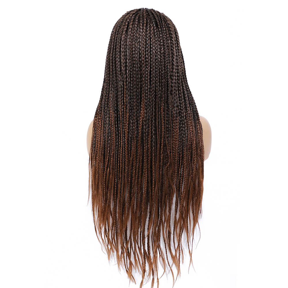 Rosebony Box Braided Wigs for Black Women 24 Inch 1b 30 Red Brown Back View