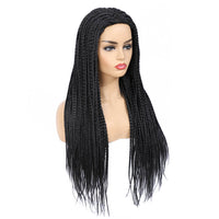 Rosebony Box Braided Wigs for Black Women 24 Inch Black Color Side View