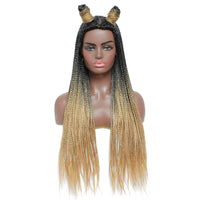 Rosebony Box Braided Wigs for Black Women 24 Inch Ombre Blonde Braids with High Tails
