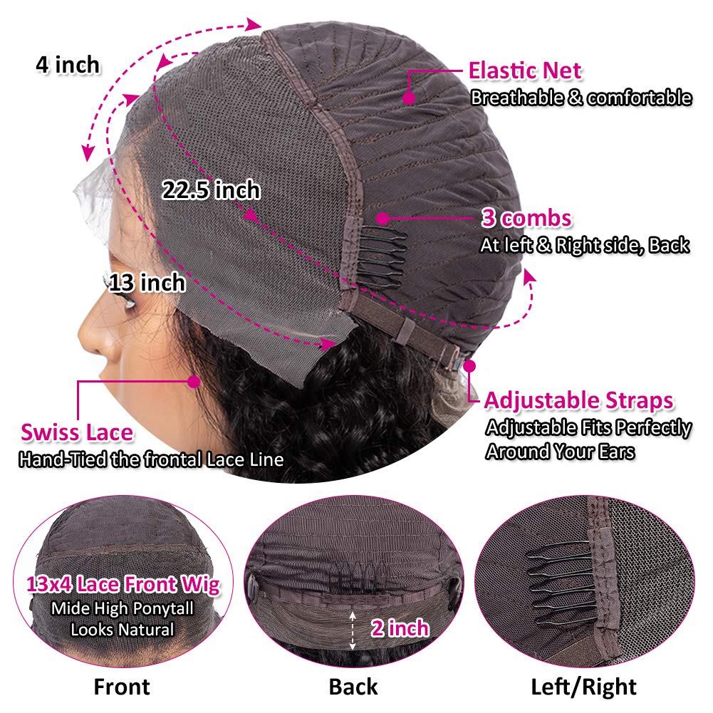 Rosebony Deep Wave lace Front Wig Human Hair Wig Cap Show