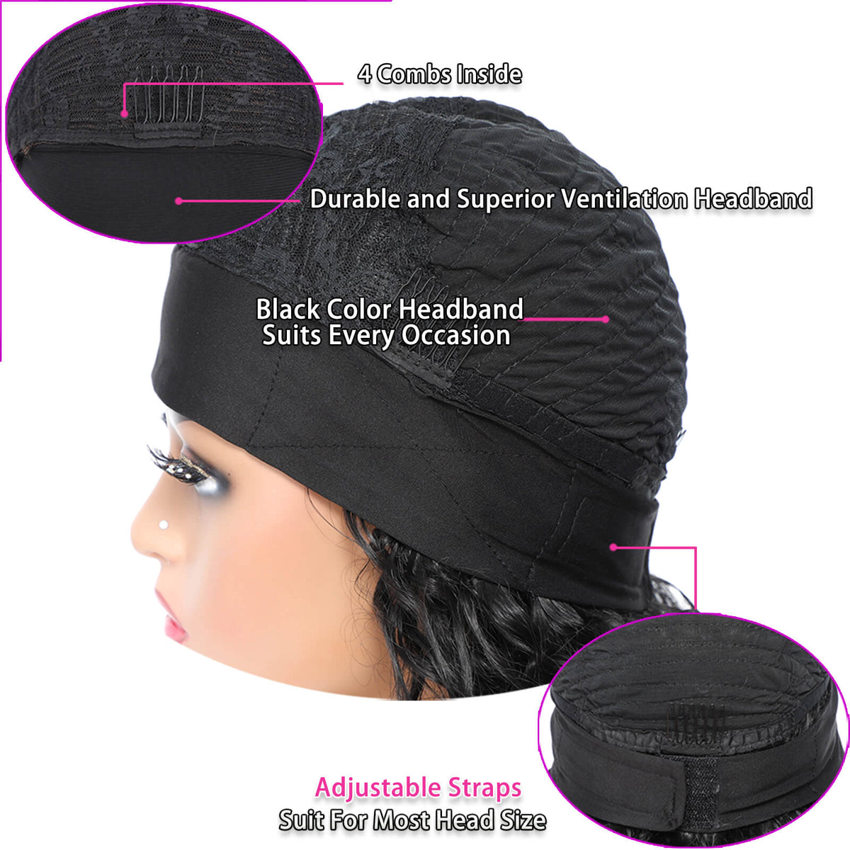 Rosebony Headband Wigs Cap Design Show