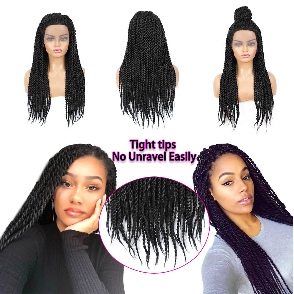 Senegalese Twist Briaded Lace Front Wigs Synthetic Tight Ends