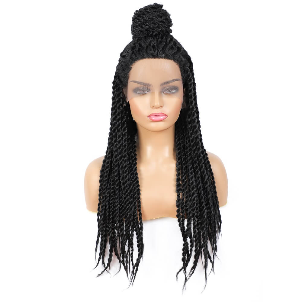 Senegalese Twist Briaded Lace Front Wigs Synthetic With Ponytail