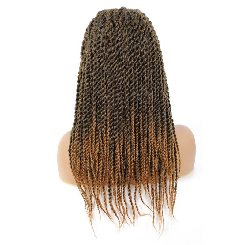 Senegalese Twist Briaded Lace Front Wigs Synthetic #27 Brown Back